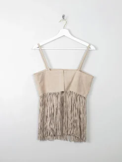 Women's Vintage Suede Fringed Top XS