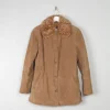 Women's Vintage Tan Suede Jacket With Furry Collar M