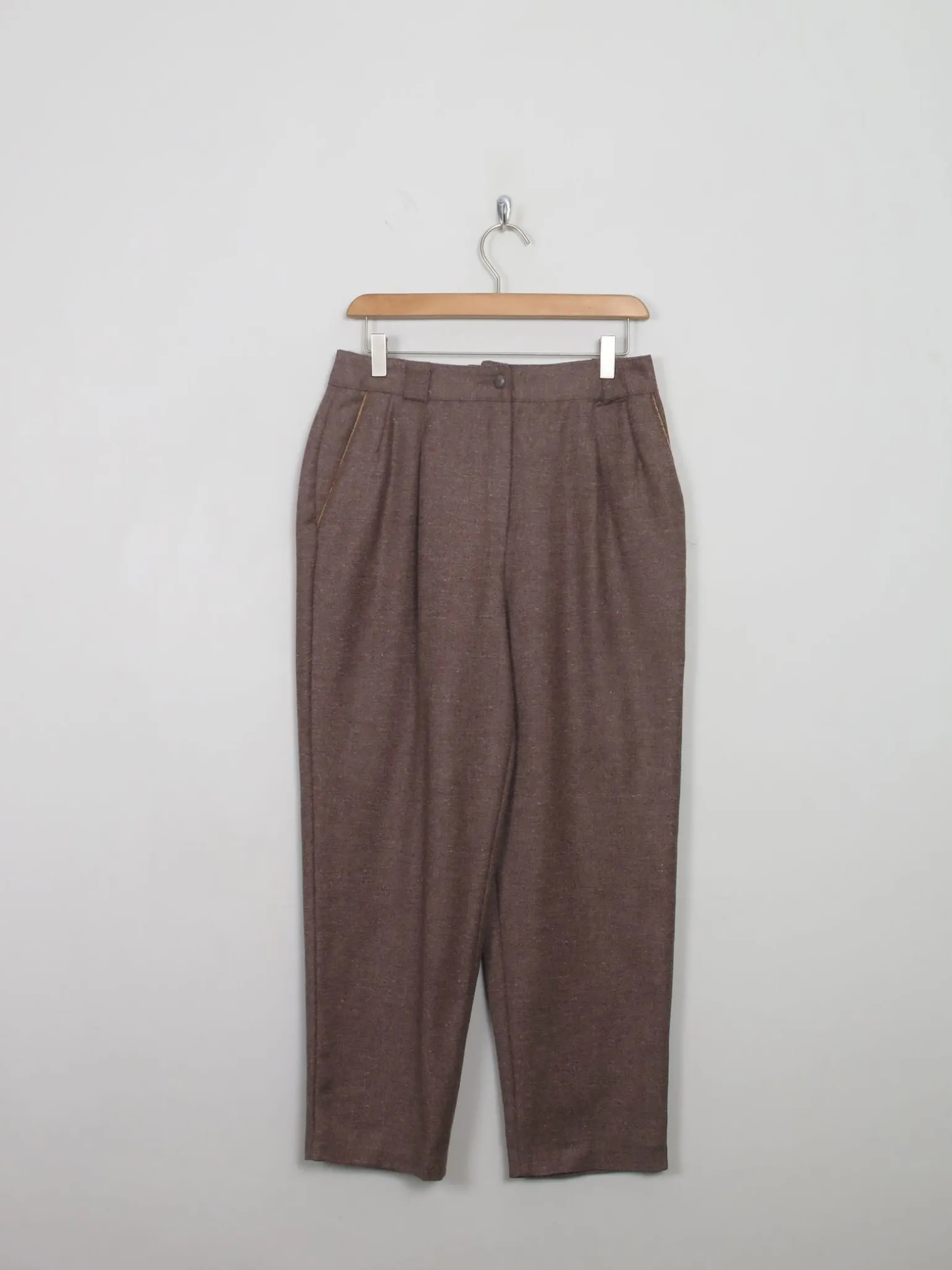 Women's Vintage Teddy Brown High Waisted Trousers 29" W
