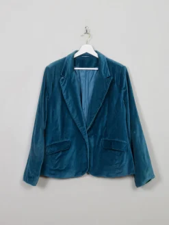 Women's Vintage Turquoise Velvet Jacket L