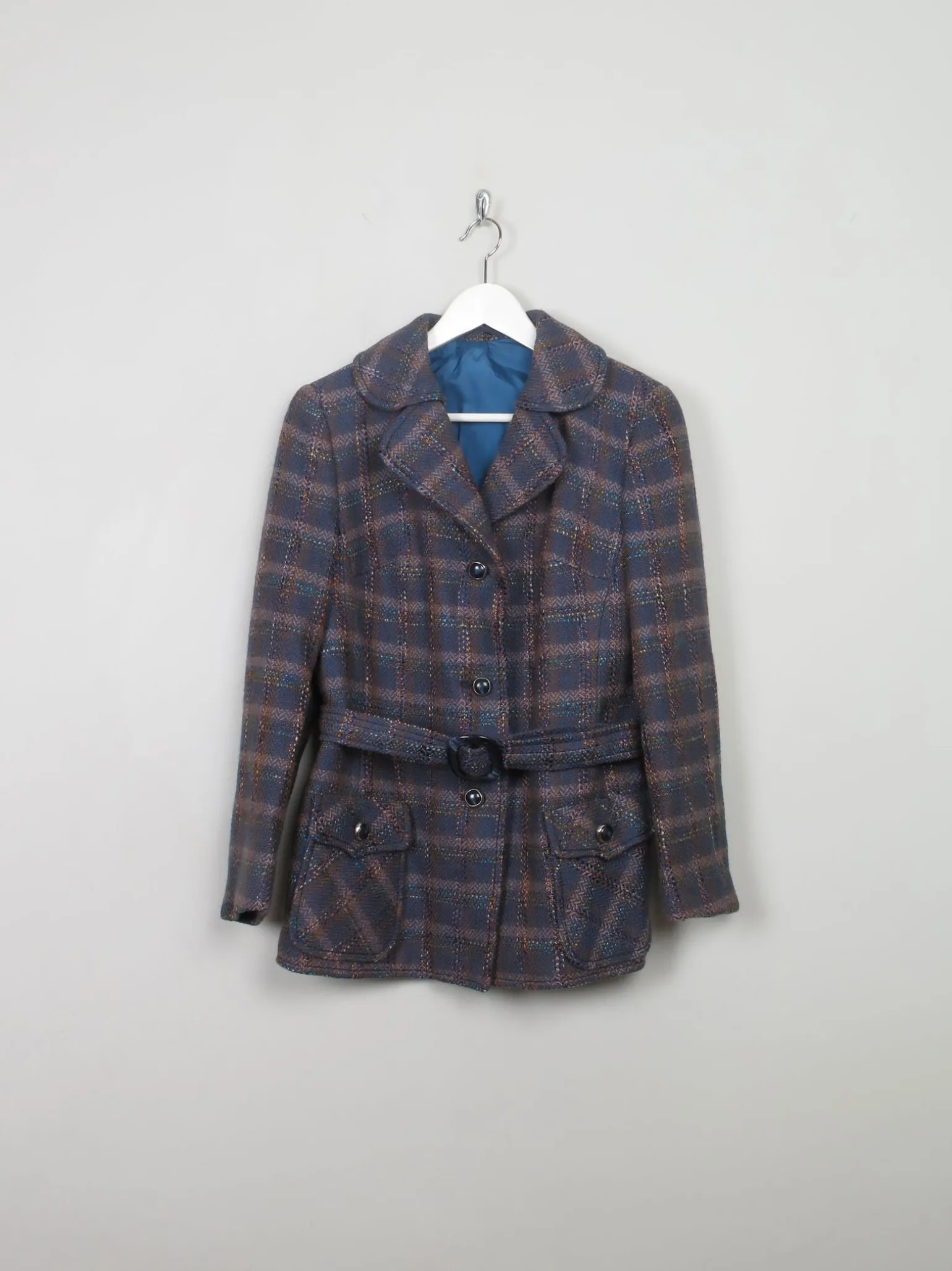 Women's Vintage Tweed Jacket With Belt M