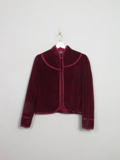 Women's Vintage Wine Quilted Velvet Jacket S