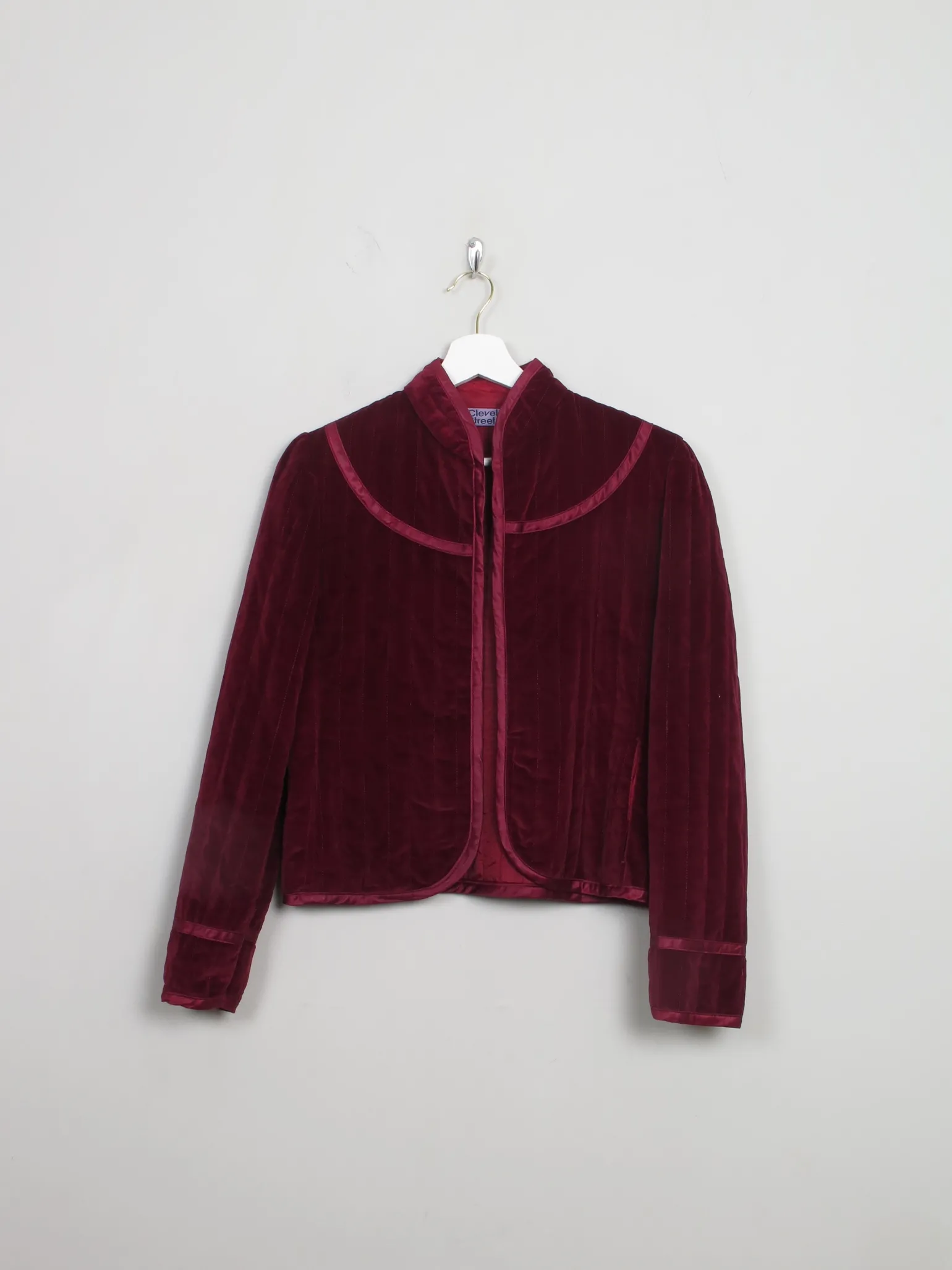Women's Vintage Wine Quilted Velvet Jacket S