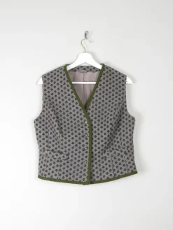 Women's Vintage Wool Floral Monogram Tailored Waistcoat M/L 42"