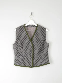 Women's Vintage Wool Floral  Monogram Tailored Waistcoat M/L 42