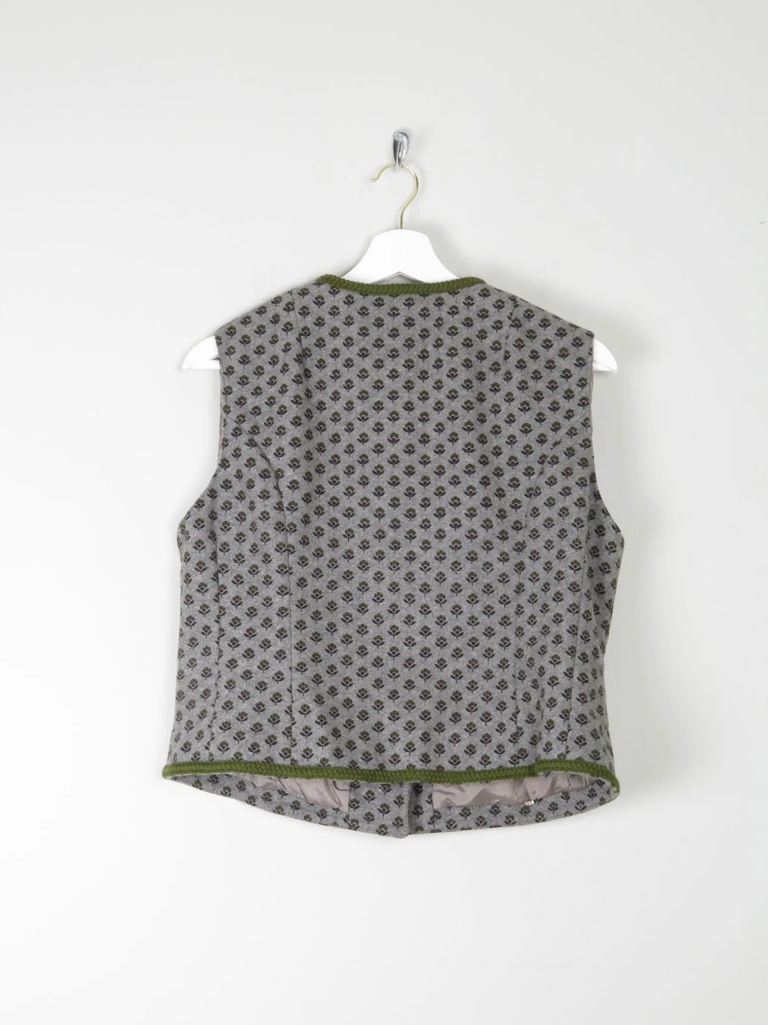 Women's Vintage Wool Floral  Monogram Tailored Waistcoat M/L 42"