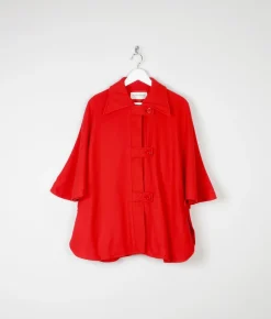 Women's Vintage Wool Short Red Cape 'Windsmoor'