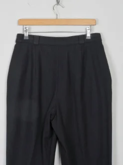 Women's Vintage Wool Trousers Black With Embroidery  32