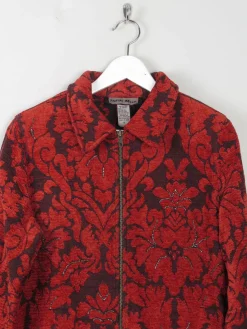 Women's Wine Tapestry Brocade Jacket S/M
