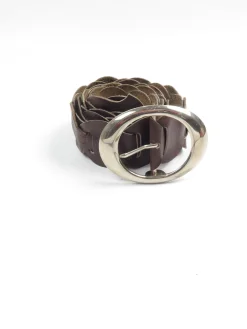 Women's Wine/Brown 1970s Vintage Belt With Buckle S/M