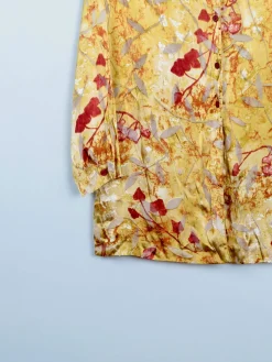 Yellow & Mustard Devore Printed Long Sleeved Vintage Blouse L/XL